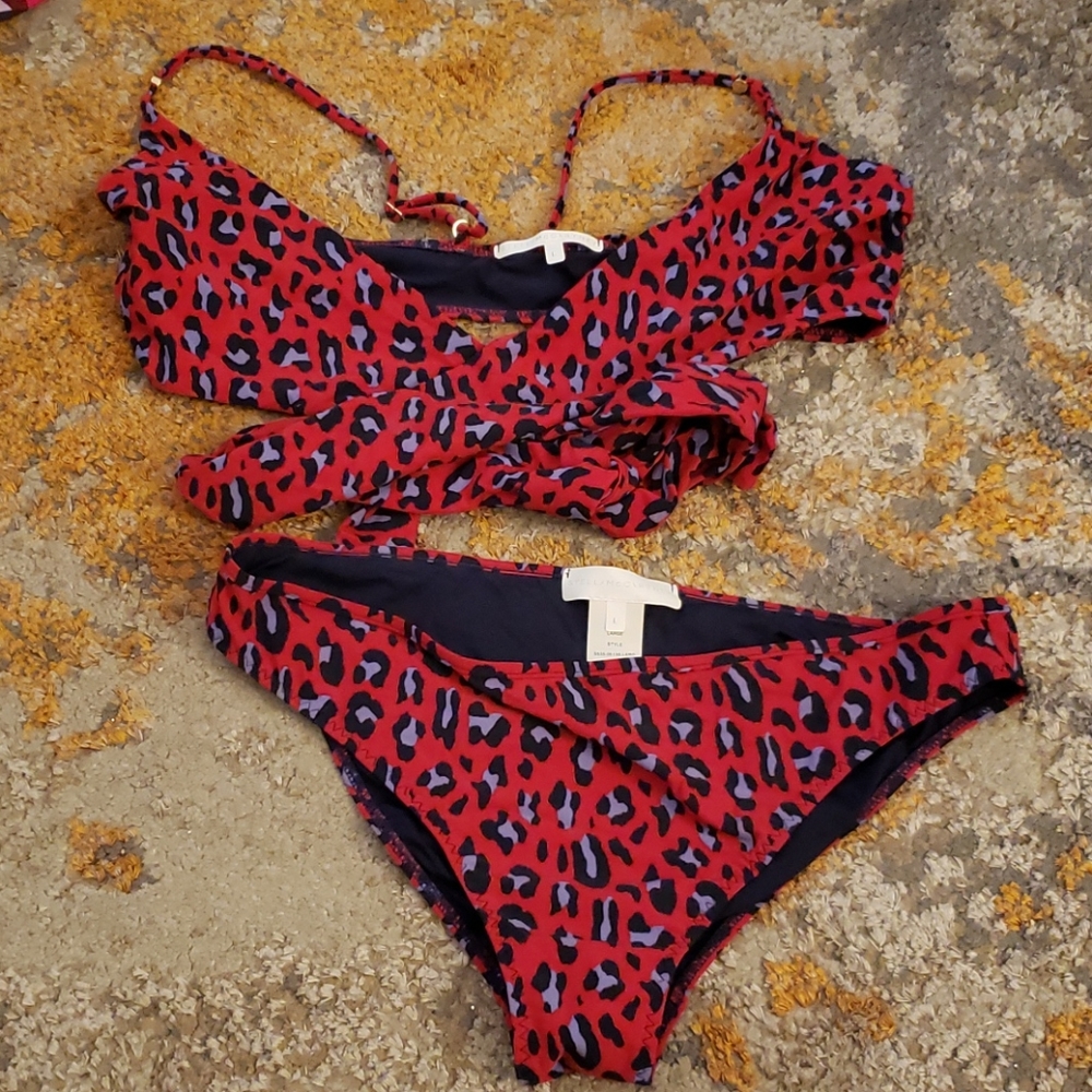 Stella McCartney Red Leopard Bikini Set